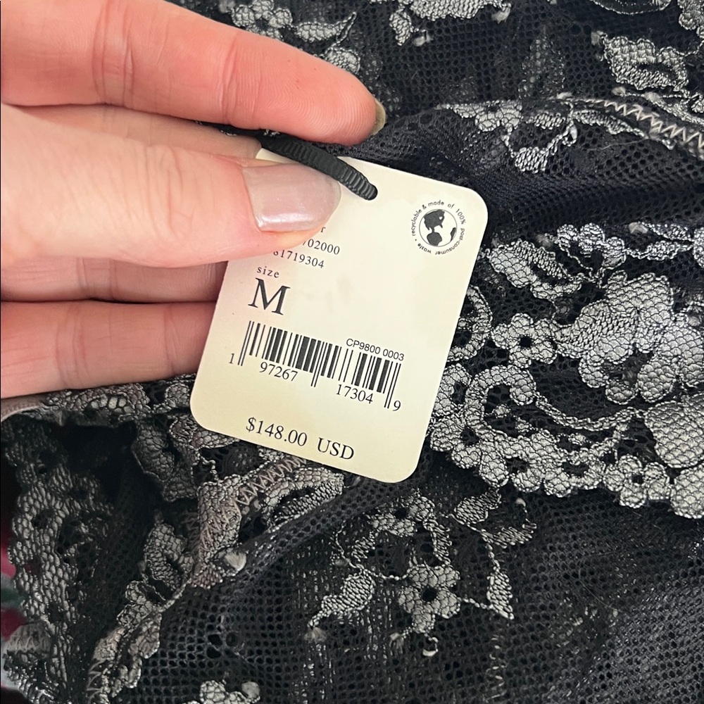 Free people Intimately Anthropologie Lace Halter Bodysuit in Black and Gray M - Picture 6 of 6